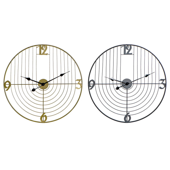 Orologio da Parete DKD Home Decor Nero Dorato Metallo 60 x 3 x 60 cm Moderno (2 Unità)