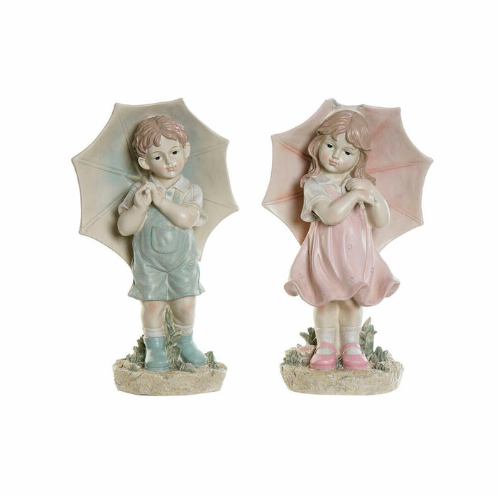 Figura Decorativa DKD Home Decor 28 x 20 x 48,5 cm Azul Rosa Niño (2 Unidades)