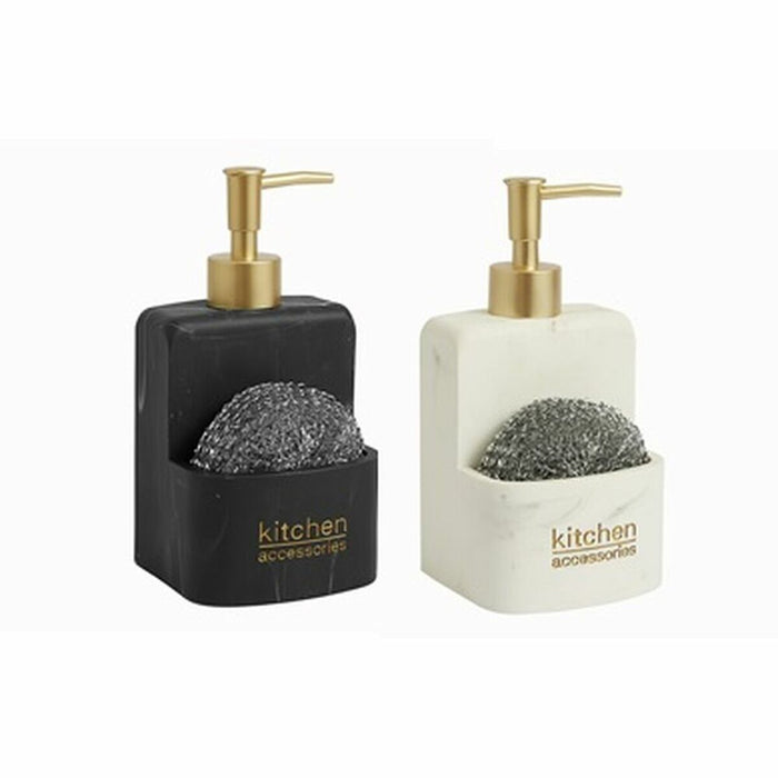 Dispensador de Jabón DKD Home Decor Cocina Negro Blanco Resina (9 x 8 x 18 cm) (2 Unidades)