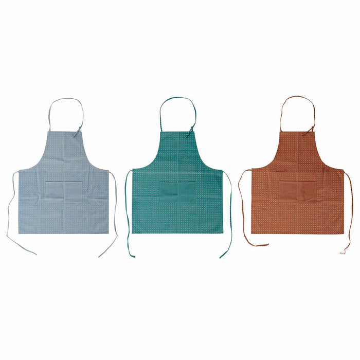 Tablier avec Poche DKD Home Decor Marron Turquoise Polyester Coton Vert Bleu ciel (70 x 0.5 x 80 cm) (3 pcs)
