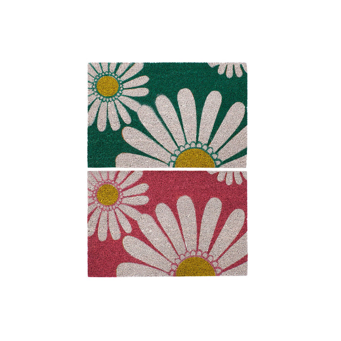 Doormat DKD Home Decor Pink Rubber Mint White Yellow 2 Units Coconut Fibre (60 x 40 x 0,5 cm)