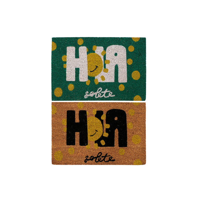 Felpudo DKD Home Decor Negro Marrón Goma Blanco Verde 2 Unidades Fibra de coco (60 x 40 x 1,5 cm)