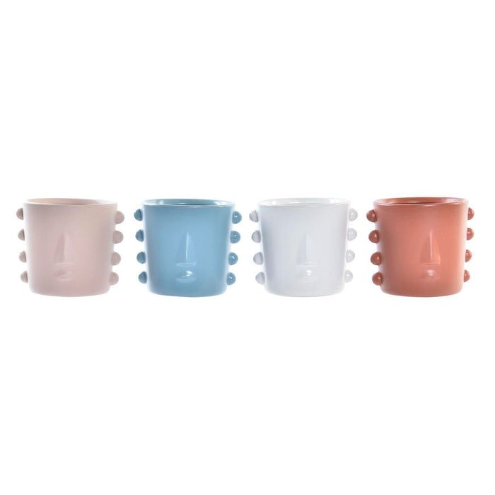 Planter DKD Home Decor Face Stoneware (15 x 13 x 12,5 cm) (4 Units)