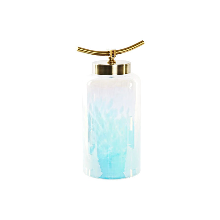 Jarrón DKD Home Decor Azul Dorado Metal Cristal Mediterráneo 19 x 15 x 33 cm