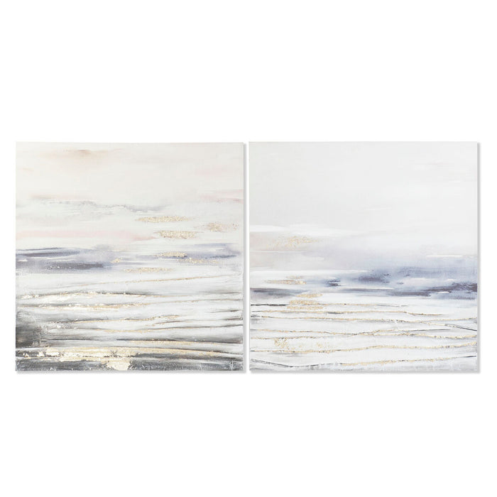 Cuadro DKD Home Decor Azul Gris Abstracto Moderno 90 x 3,7 x 90 cm (2 Unidades)
