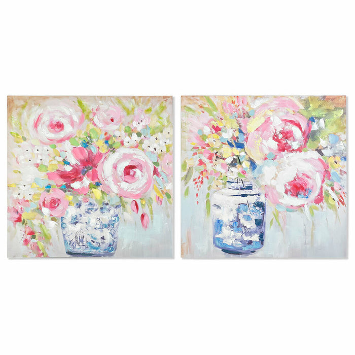 Cuadro DKD Home Decor 80 x 3 x 80 cm Florero Tradicional (2 Unidades)