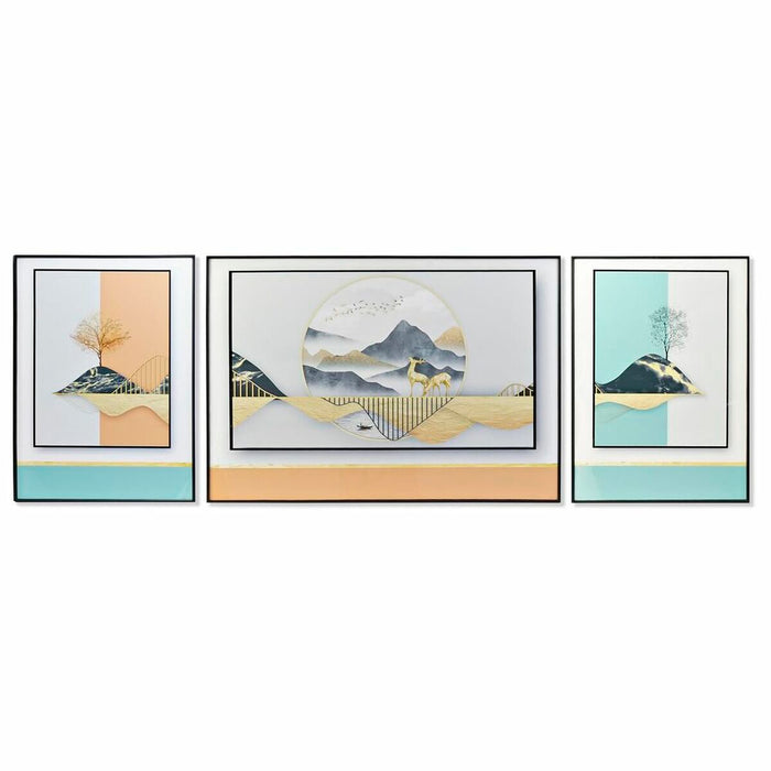 Set di 3 quadri DKD Home Decor Montagna Moderno (200 x 3 x 70 cm)