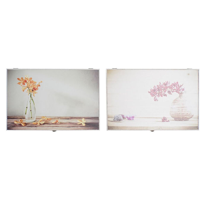 Tapa DKD Home Decor Contador Flores Madera MDF 2 Unidades 46,5 x 6 x 31,5 cm