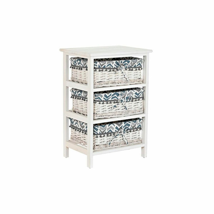 Cajonera DKD Home Decor Azul Blanco Mimbre Madera de Paulonia 40 x 29 x 59 cm