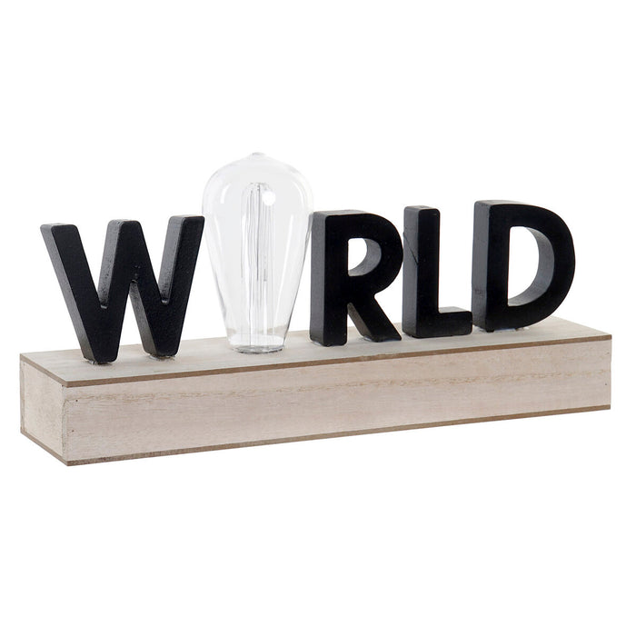 Decoración luminosa DKD Home Decor World Negro Metal Madera MDF 30 x 40 cm 34 x 8 x 16 cm