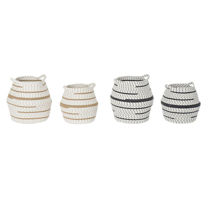 Set de basket DKD Home Decor Blanc Marron Gris Jute (2 Pièces) (2 Unités)