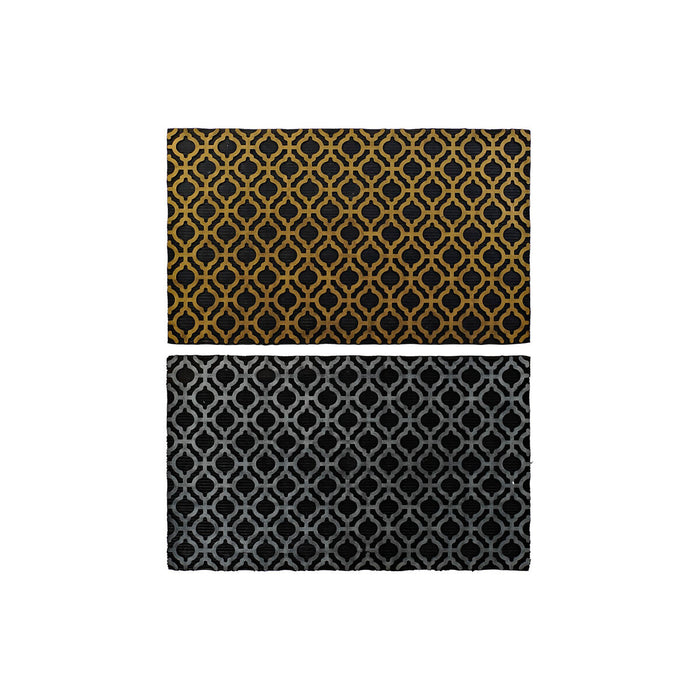 Felpudo DKD Home Decor Plateado Negro Dorado Goma Árabe 2 Unidades (75 x 45 x 0,5 cm)