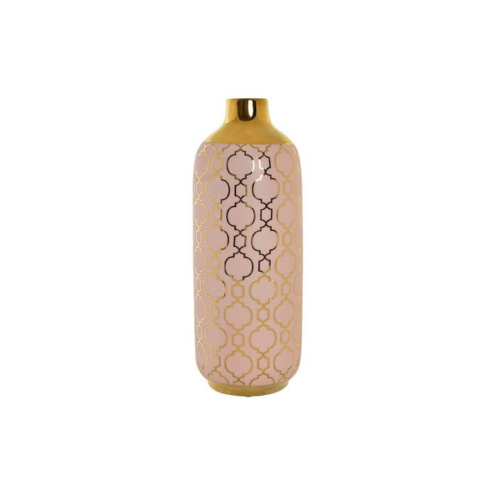Jarrón DKD Home Decor Porcelana Rosa Dorado Oriental (15 x 15 x 41,5 cm)