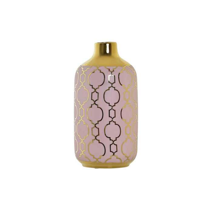Jarrón DKD Home Decor Rosa Dorado Porcelana Oriental Cromado 13 x 13 x 26 cm