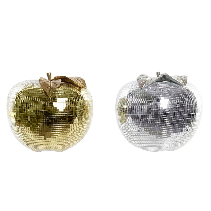 Bola de Discoteca DKD Home Decor Plateado Dorado Resina Manzana Moderno (21 x 21 x 19 cm) (2 Unidades)