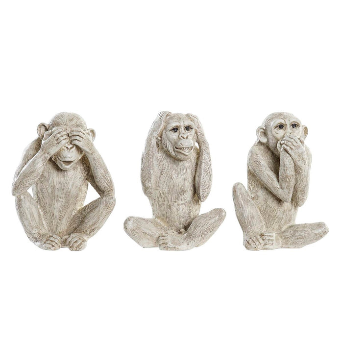 Figura Decorativa DKD Home Decor Beige Blanco Resina (14,5 x 11 x 19 cm) (3 Unidades)