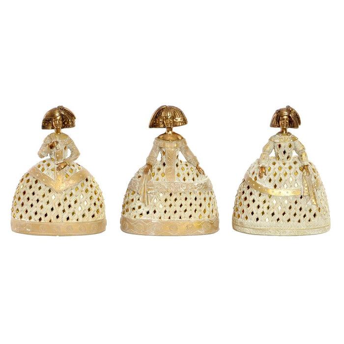 Figura Decorativa DKD Home Decor Espejo Beige Dorado Resina Dama Tradicional (18 x 13 x 23 cm) (3 Unidades)