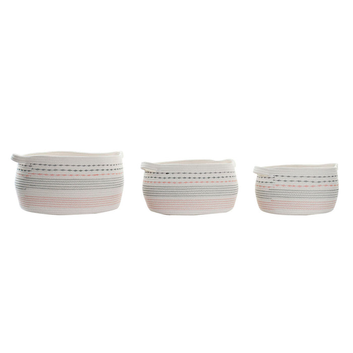 Basket set DKD Home Decor White Black Orange 52 x 43 x 25 cm 3 Pieces