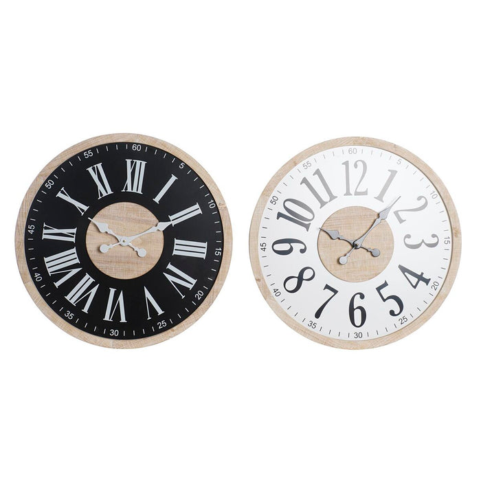 Reloj de Pared DKD Home Decor Negro MDF Blanco (60 x 4,5 x 60 cm)
