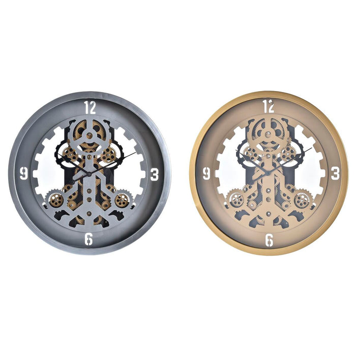 Reloj de Pared DKD Home Decor Dorado Plateado Cristal Hierro 50 x 8 x 50 cm (3 Unidades) (2 Unidades)