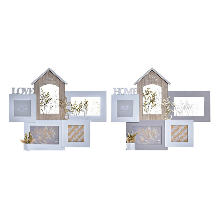 Marco de Fotos DKD Home Decor Love Home Madera Flor Natural (46 x 3 x 39 cm) (2 Unidades)