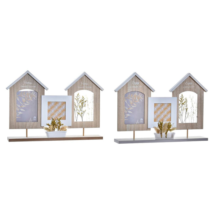 Marco de Fotos DKD Home Decor Madera Flor Natural (42 x 7 x 29 cm) (2 Unidades)