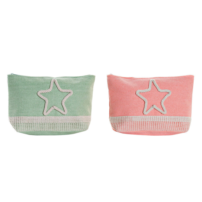 Neceser DKD Home Decor Beige Coral Menta Mediterráneo (25 x 7 x 15 cm) (2 Unidades)