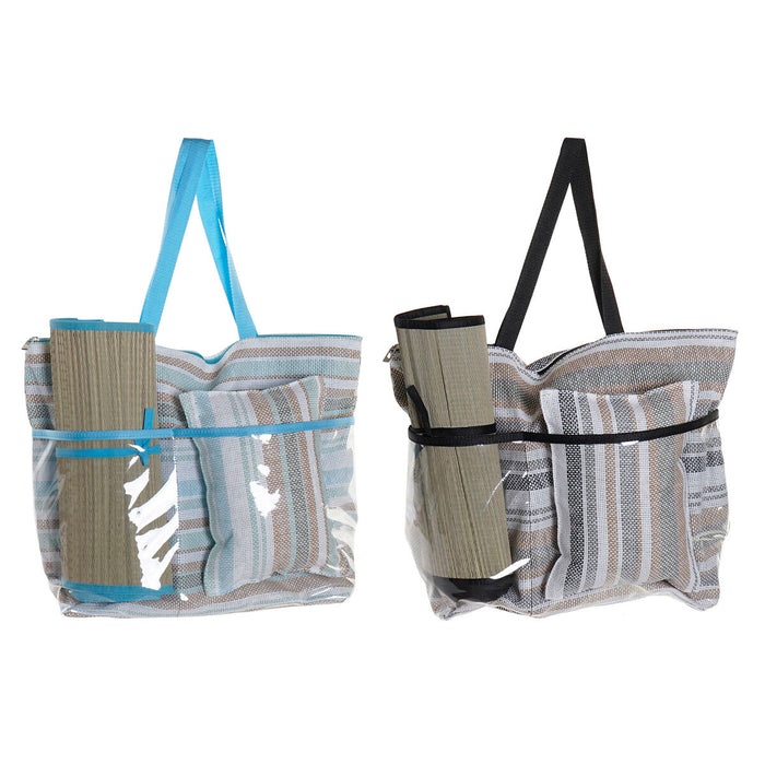 Beach Bag DKD Home Decor Blue Brown Green Grey Mint PVC Canvas 44 x 23 x 62 cm (2 Units)
