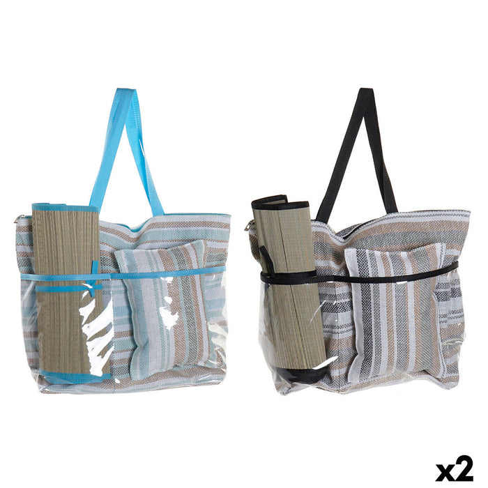 Beach Bag DKD Home Decor Blue Brown Green Grey Mint PVC Canvas 44 x 23 x 62 cm (2 Units)