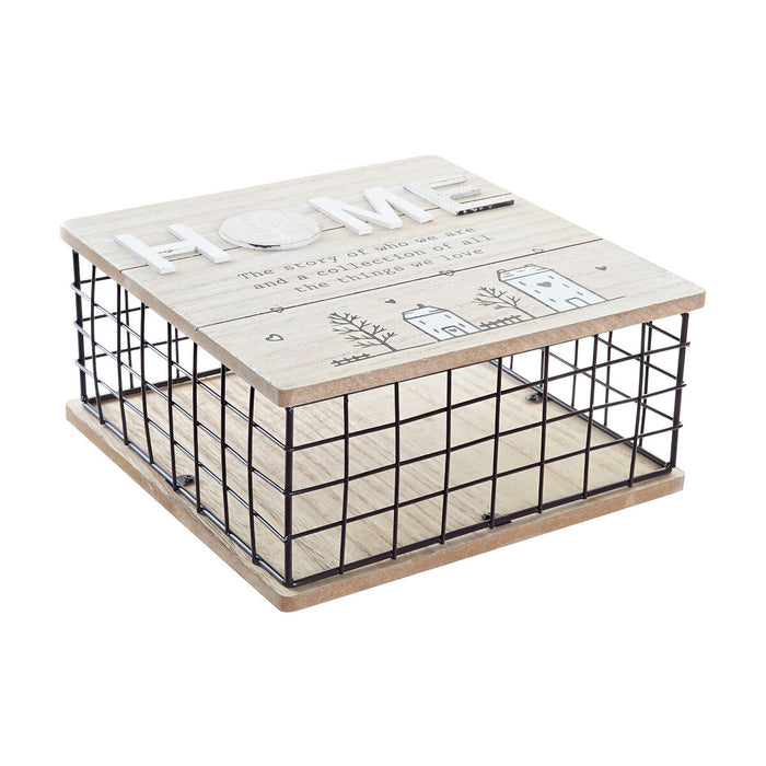 Scatola Decorativa DKD Home Decor Naturale Nero Metallo MDF (25 x 25 x 12 cm)