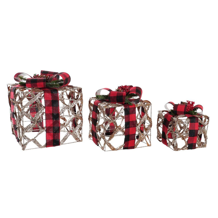 Lighting decoration DKD Home Decor Black Red Silver Glitter LED 25 x 25 x 30 cm (3 Pieces)