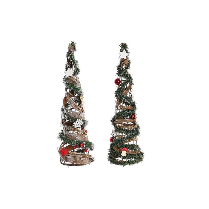 Árbol de Navidad DKD Home Decor Natural Rojo Metal Verde (14 x 14 x 51 cm) (2 Unidades)