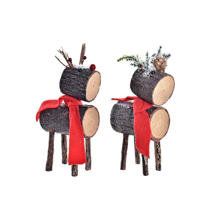 Figura Decorativa DKD Home Decor Navidad Purpurina Reno Abedul (10 x 9 x 23 cm) (2 Unidades)