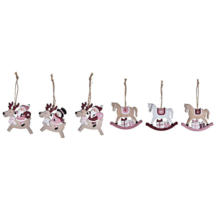 Set Adornos de Navidad DKD Home Decor Madera MDF (21 x 8,2 x 1,5 cm) (8 cm) (2 Unidades)