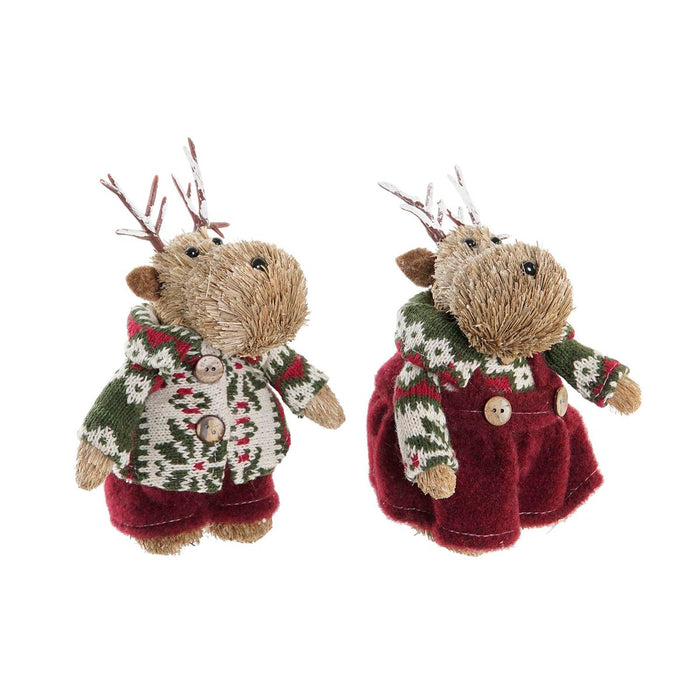 Adorno Navideño DKD Home Decor Poliéster Reno (9 x 12 x 15 cm) (2 Unidades)