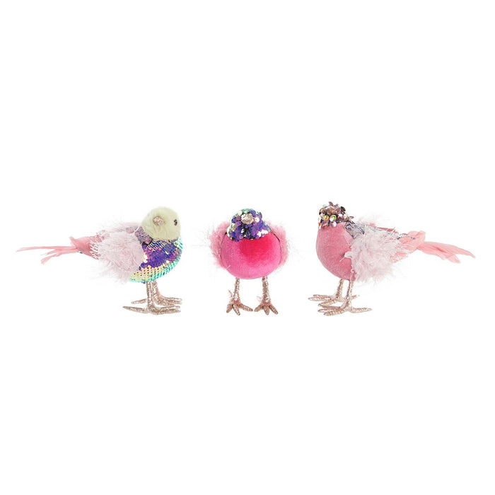 Adorno Navideño DKD Home Decor Poliéster Pájaro (18 x 8 x 13 cm) (3) (3 Unidades)