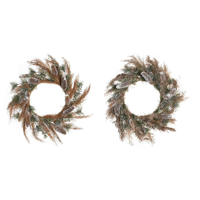 Corona de Navidad DKD Home Decor Flor (60 x 10 x 60 cm) (2 Unidades)