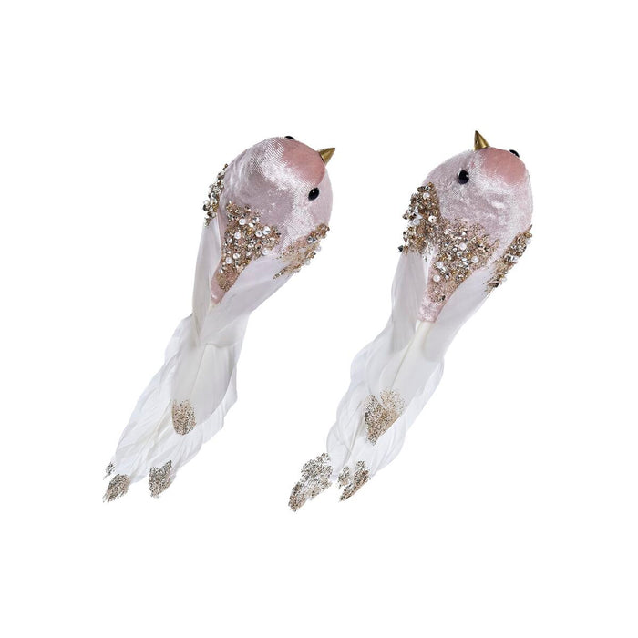 Adorno Navideño DKD Home Decor Poliéster Pájaro (22 x 7 x 8 cm) (2 Unidades)