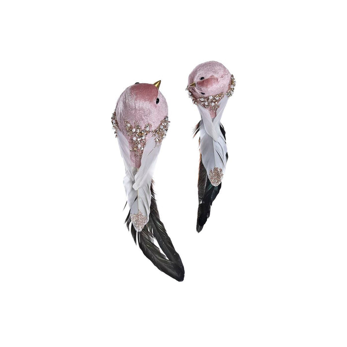 Adorno Navideño DKD Home Decor Poliéster Pájaro (25 x 8 x 8 cm) (2 Unidades)