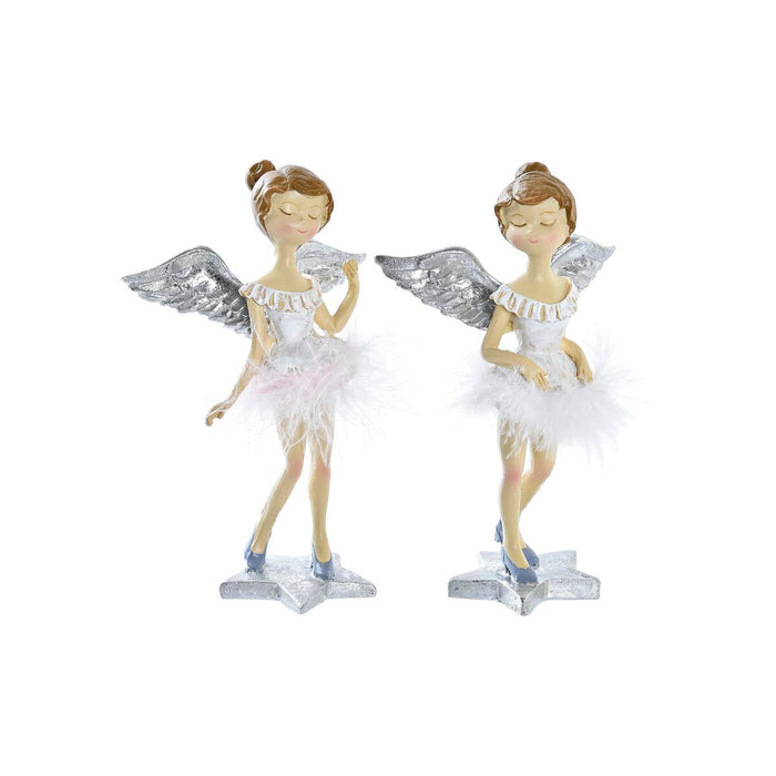Adorno Navideño DKD Home Decor Resina Ángel (11 x 9 x 17 cm) (2 Unidades)