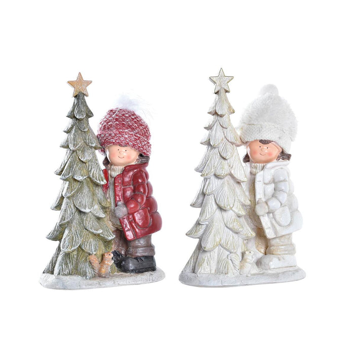 Adorno Navideño DKD Home Decor Poliéster Resina Purpurina Niños (17 x 11 x 27,5 cm) (2 Unidades)