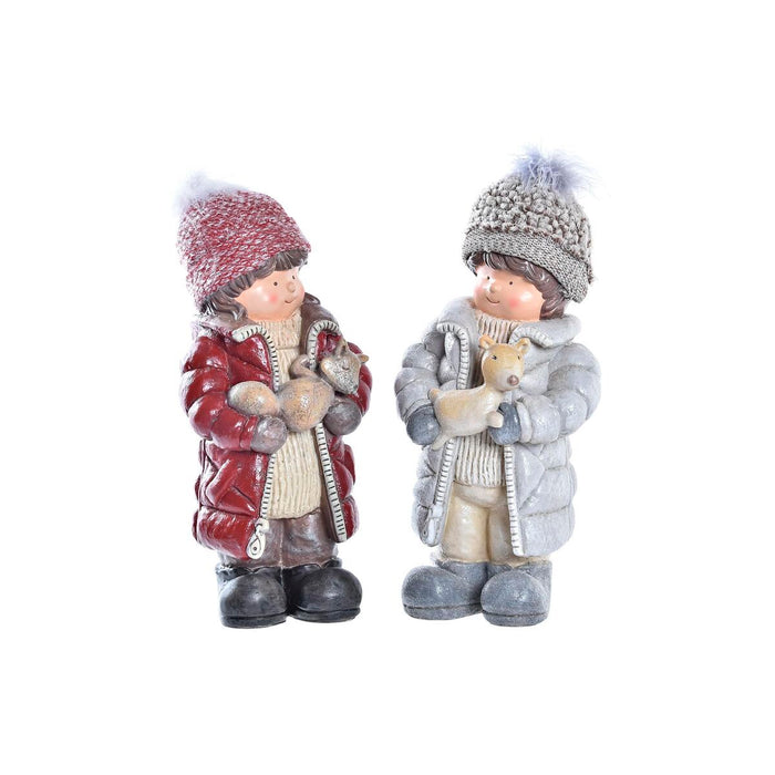 Adorno Navideño DKD Home Decor Poliéster Resina Niños (15 x 12 x 35 cm) (2 Unidades)