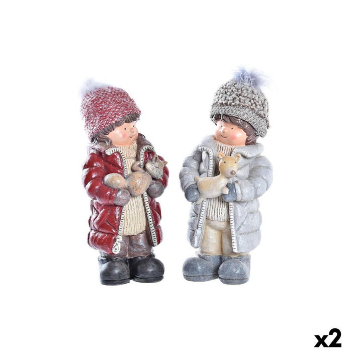 Adorno Navideño DKD Home Decor Poliéster Resina Niños (15 x 12 x 35 cm) (2 Unidades)