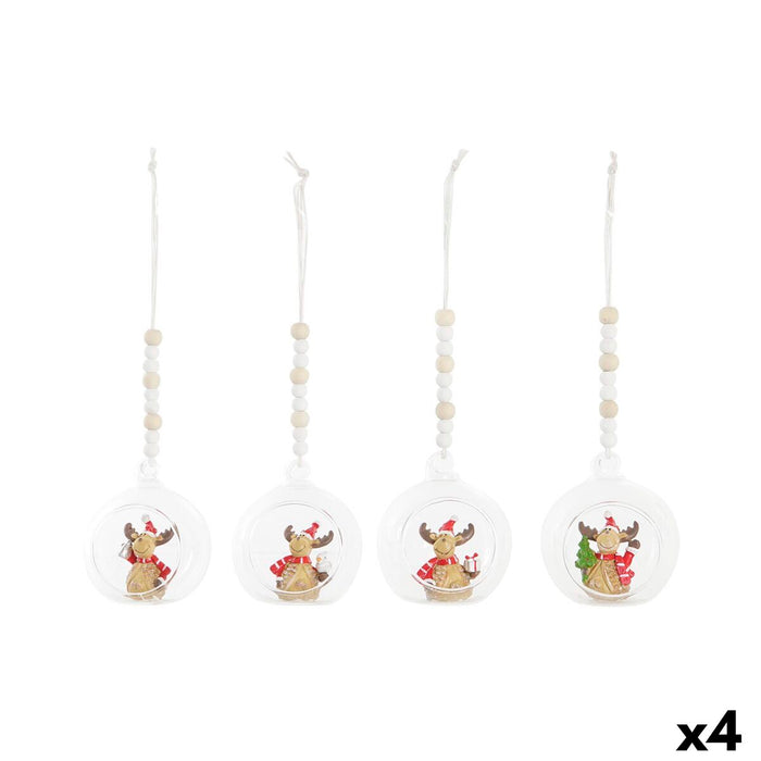 Christmas bauble DKD Home Decor Crystal Resin Reindeer (7 x 6 x 8 cm) (4 Units)