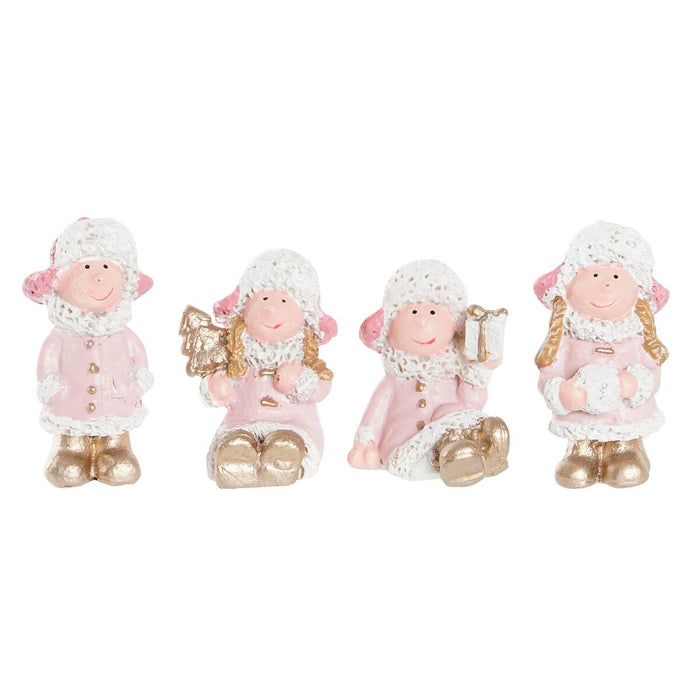 Adorno Navideño DKD Home Decor Resina Ángel (3,5 x 2,5 x 4 cm) (4 Unidades)