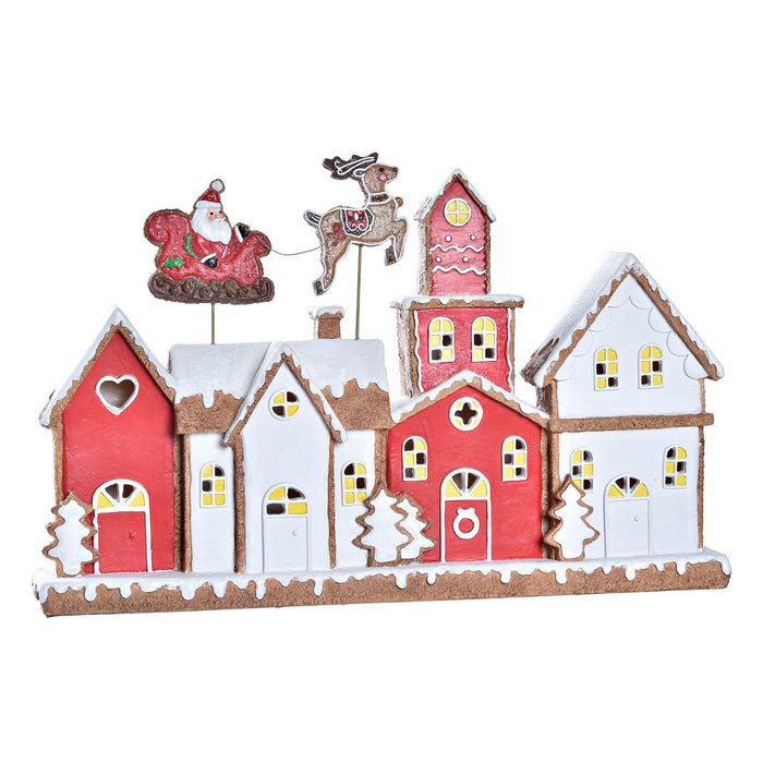 Christmas bauble DKD Home Decor House White Red Resin 41 x 7,5 x 27 cm