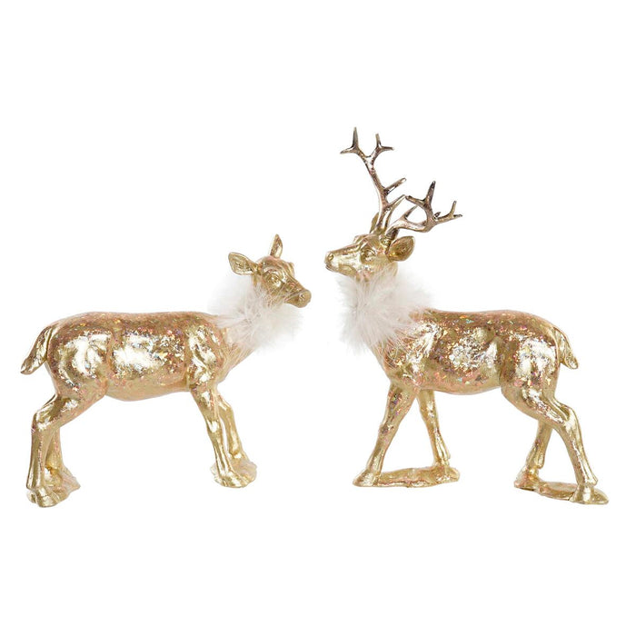 Adorno Navideño DKD Home Decor Resina Reno (17,5 x 9 x 22,5 cm) (2 Unidades)