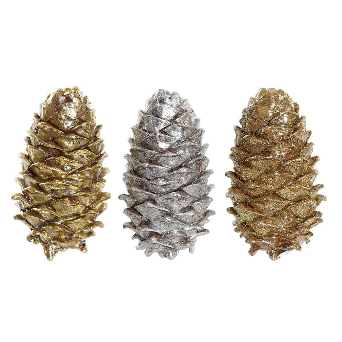 Adorno Navideño DKD Home Decor Piña Resina (13 x 7,5 x 7,5 cm) (3) (3 Unidades)