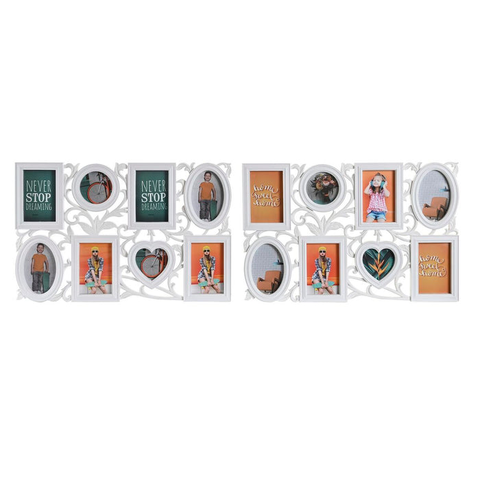Marco de Fotos DKD Home Decor 8 fotos Cristal Blanco PP (58 x 2 x 37,5 cm) (2 Unidades)