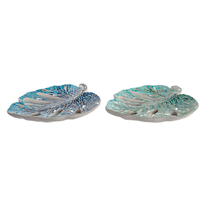 Centre de Table DKD Home Decor Bleu Vert Résine Verre 45 x 36 x 9 cm 43 x 36 x 9 cm (2 Unités)